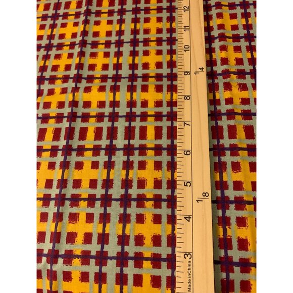 Vintage Plaid Fabric 1/2 Yard Orange & Red Cotton Textiles For Crafting & Quilti - Picture 3 of 4